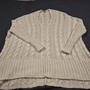 Free People Oversized Cozy Cream Cable Knit Sweater
